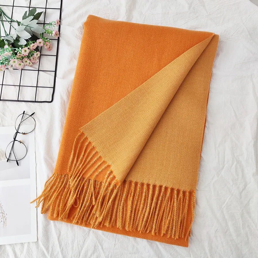 Unisex Sweet Simple Style Solid Color Imitation cashmere Polyester Scarf
