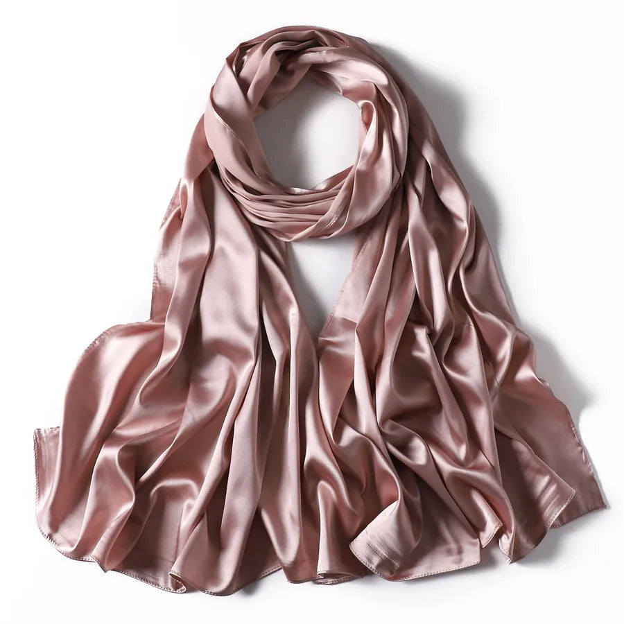 women's streetwear solid color satin winter scarves