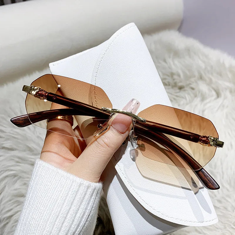 Simple Style Classic Style Color Block Pc Polygon Frameless Women's Sunglasses