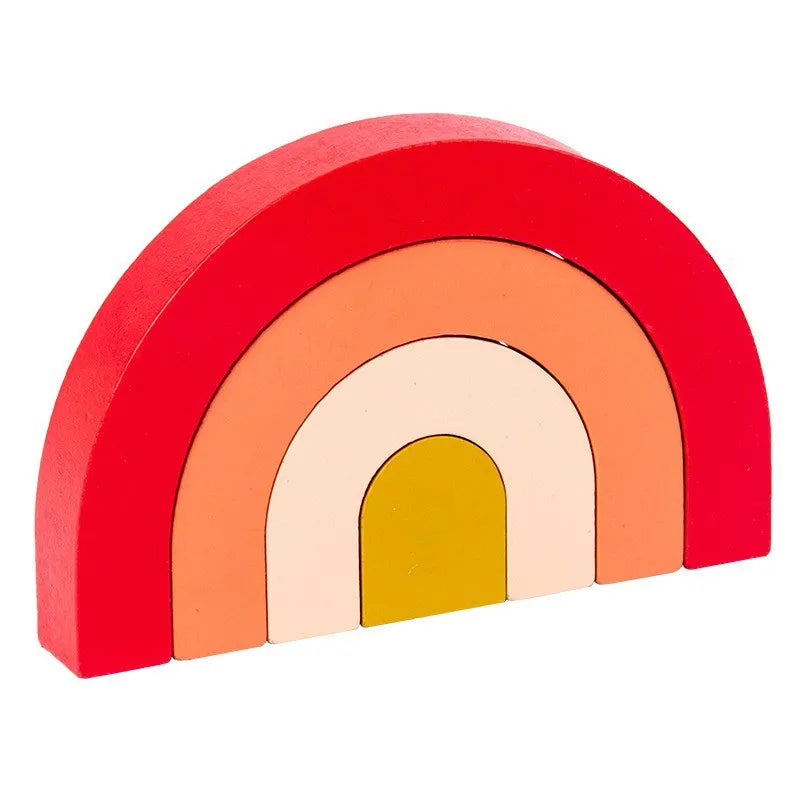 Wooden Rainbow Arch Bridge Semi-Circular Building Blocks Rainbow Display Piece Curved Board Colorful Shape Rainbow Man Stacking Toy