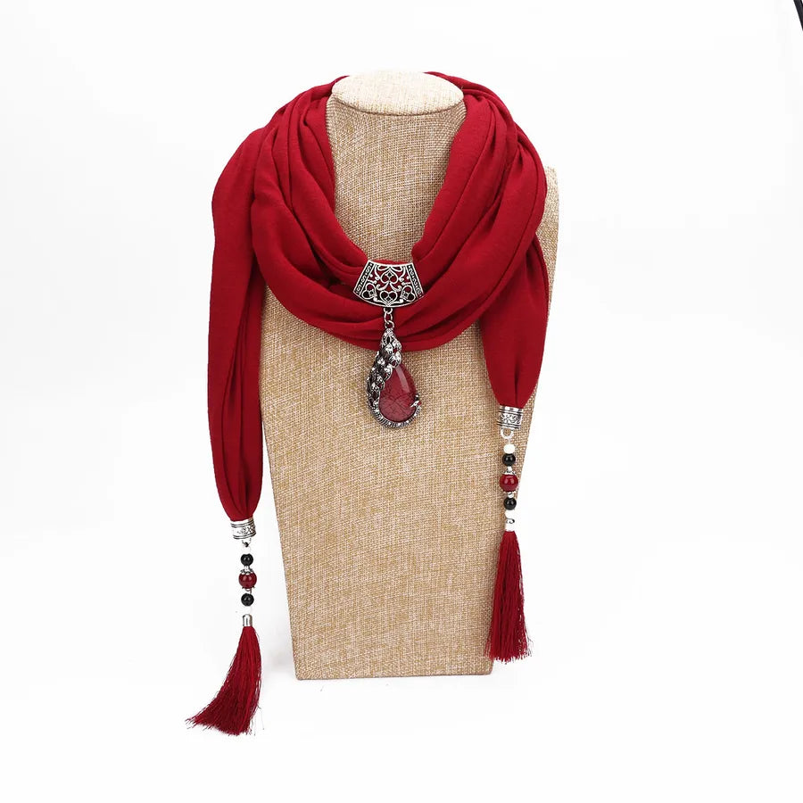 women's elegant solid color cotton tassel scarf