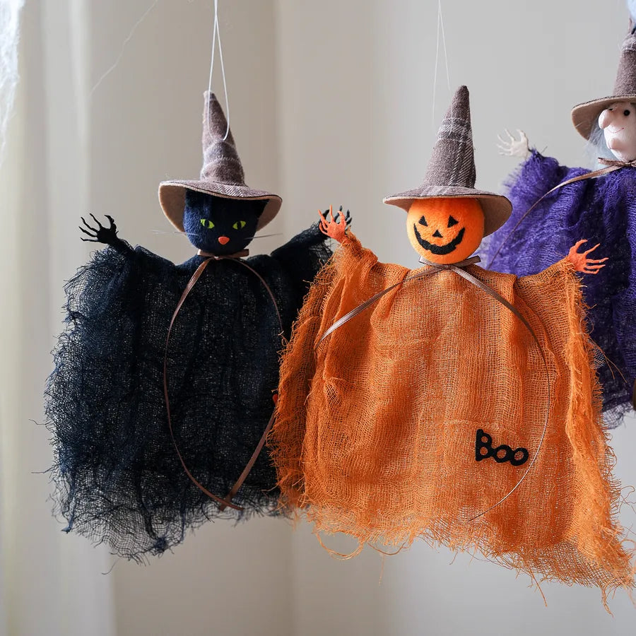 New Halloween Decorative Net Pumpkin Ghost Witch Doll Hanging Ornament For Party Props House Of Horrors Decoration