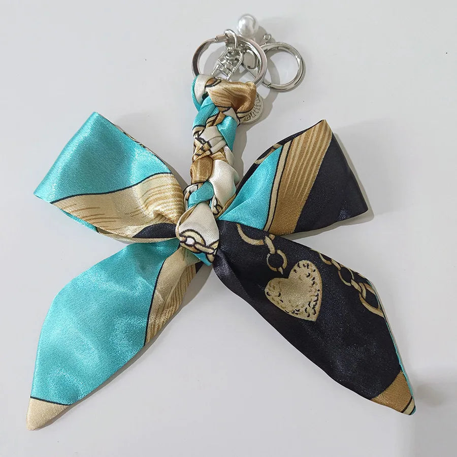 Sweet Simple Style Bow Knot Cloth Metal Unisex Bag Pendant Keychain