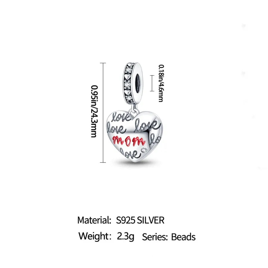 Wholesale European and American Amazon Hot Silver Plated Mother's Day Heart-Shaped Blessing Pendant Birthday Gift Diy Ornament Accessories