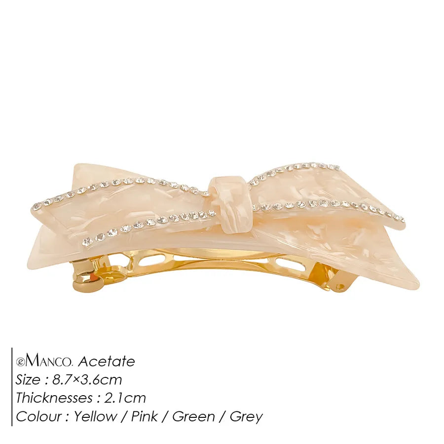 EManco French Light Luxury Retro Flowing Diamond-Studded Bow Hair Clip Socialite Temperament New Hairpin Elegant Hair Accessory