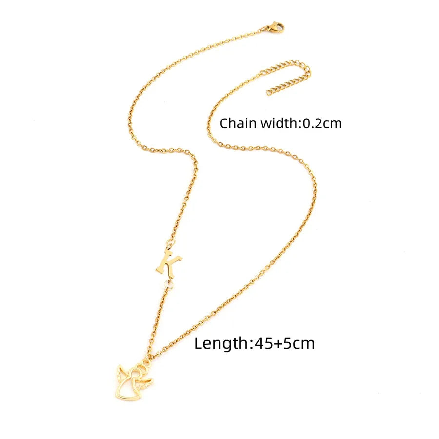 Wholesale Jewelry Elegant Simple Style Classic Style Angel Letter 201 Stainless Steel 304 Stainless Steel Copper cable chain Pendant Necklace
