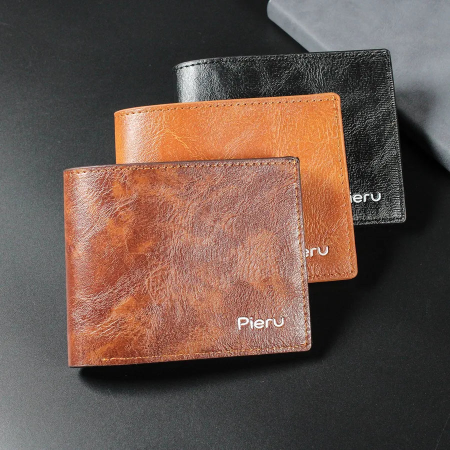 Men's Solid Color Pu Leather Open Small Wallets
