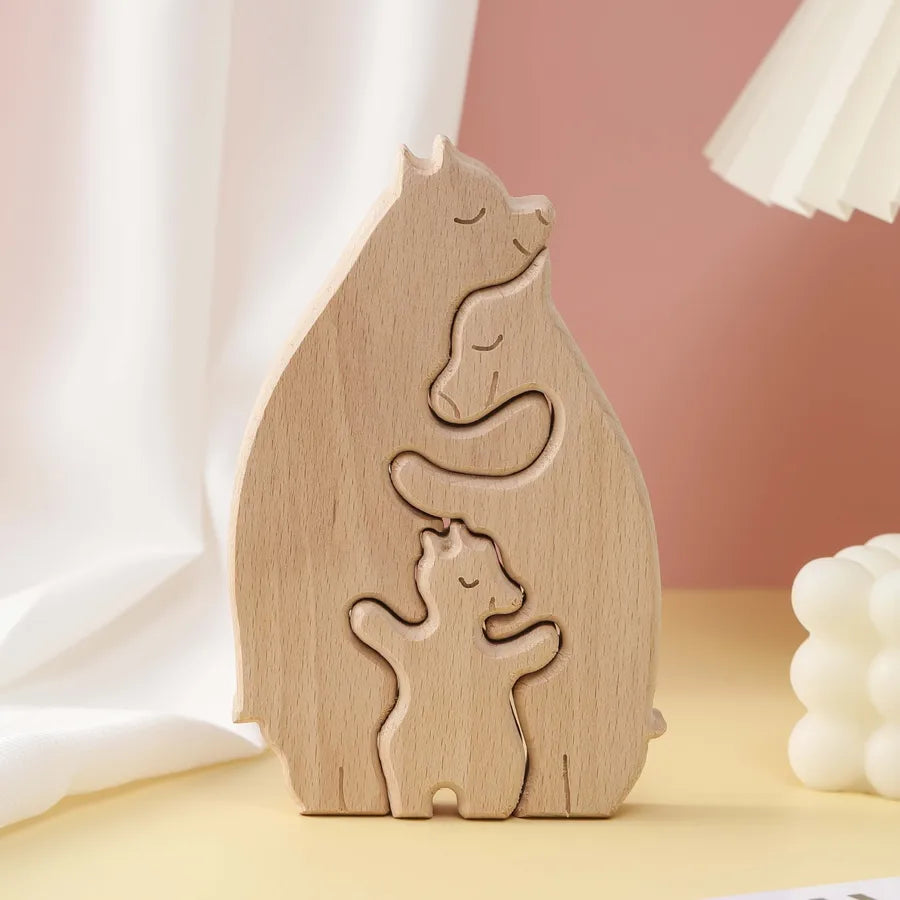 Mother'S Day Simple Style Bear Heart Shape Wood Casual Home Daily Ornaments