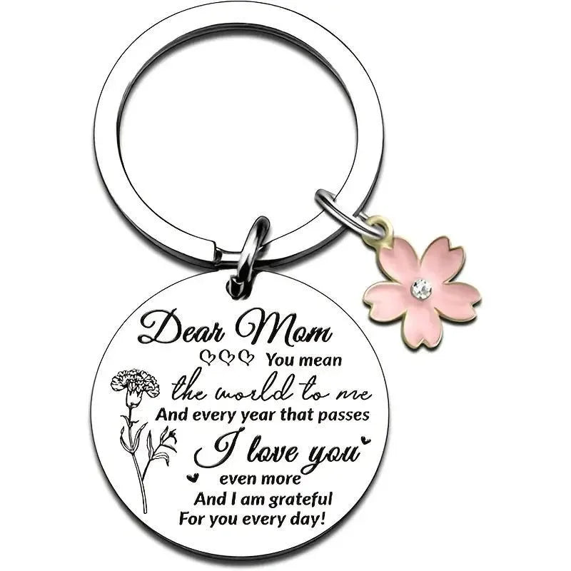 MAMA Letter Flower 201 Stainless Steel Alloy Polishing Carving Mother'S Day Women's Bag Pendant Memorial Keychains