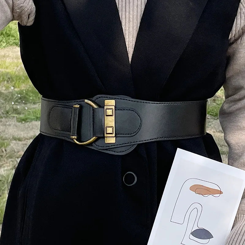 simple style solid color pu leather women's leather belts