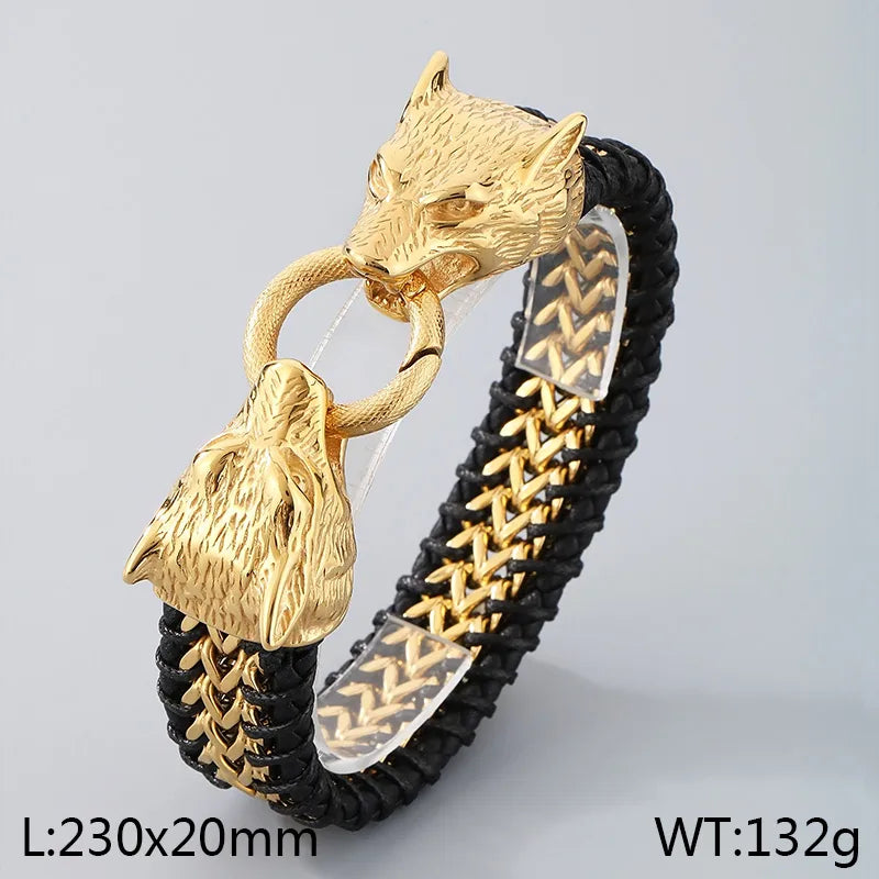 Business Streetwear Skull 304 Stainless Steel 18K Gold Plated Halloween Men's Bracelets