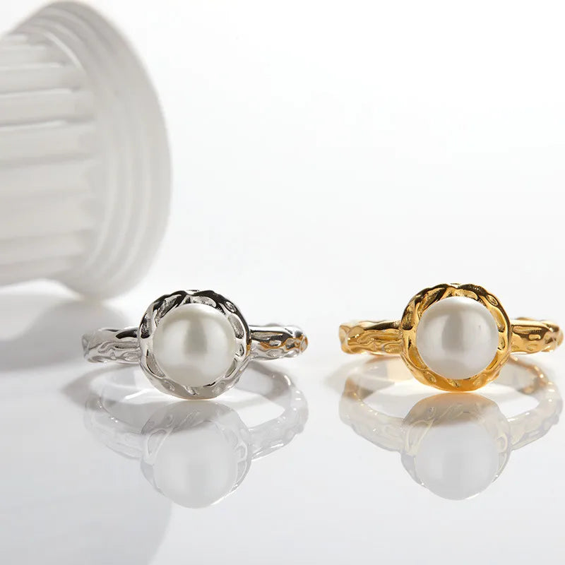 925 Sterling Silver Freshwater Pearl Solid Color Rings