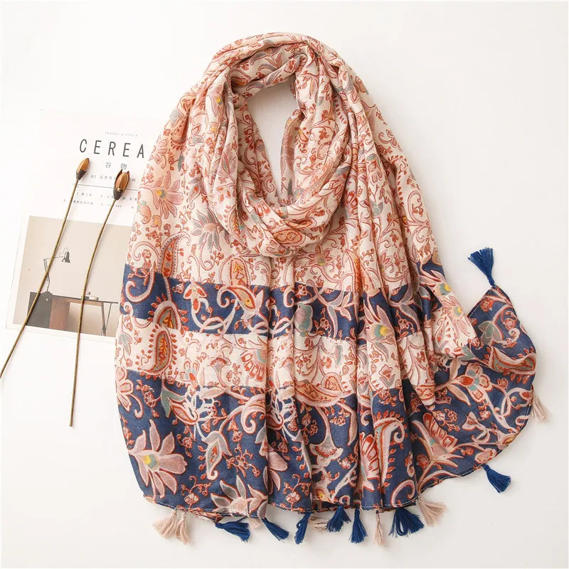 hot selling fashion retro small flower twill cotton scarf