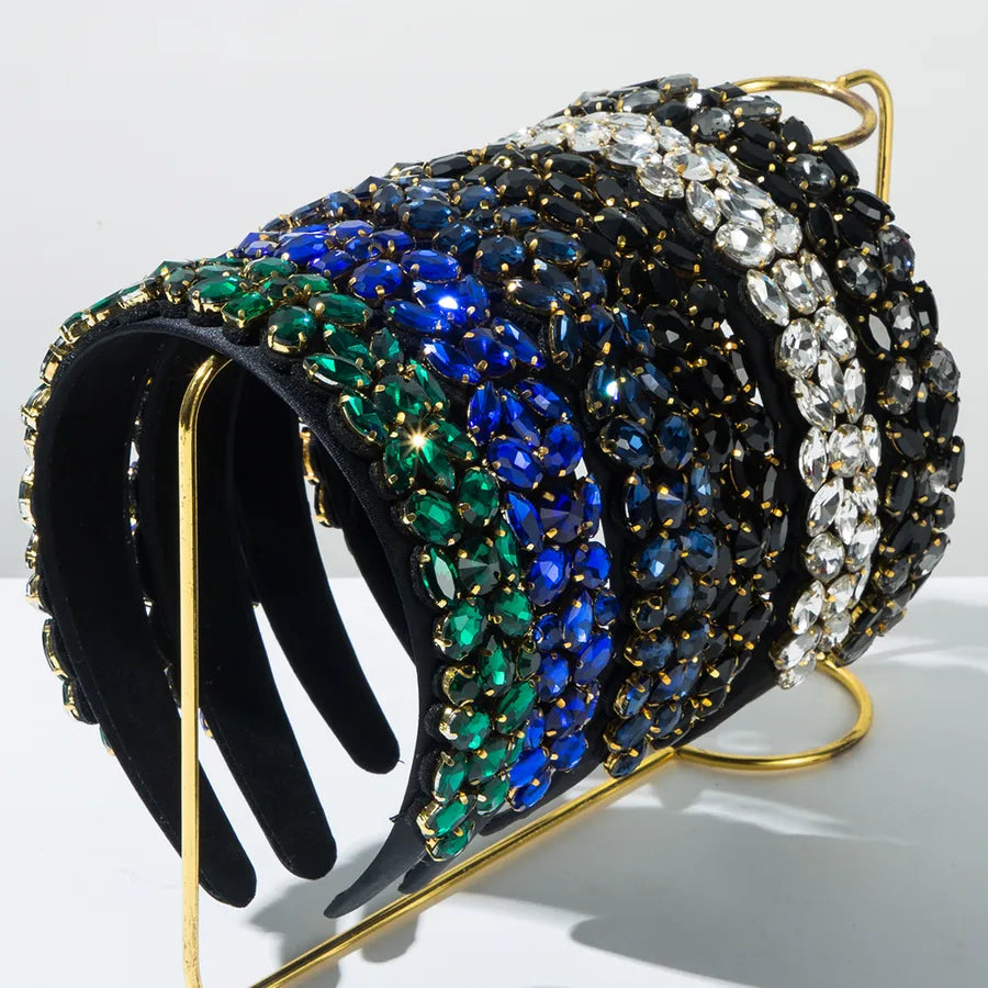 Casual Classic Style Women's Water Droplets Alloy Cloth Glass Inlay Glass Hair Band