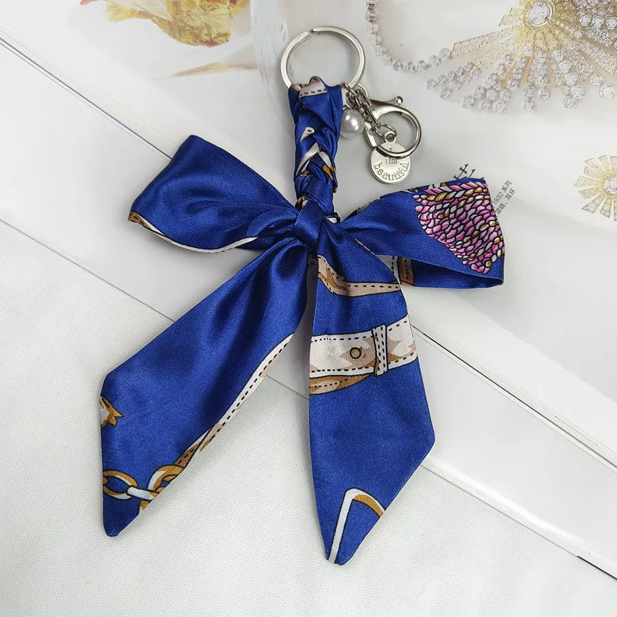 Sweet Simple Style Bow Knot Cloth Metal Unisex Bag Pendant Keychain