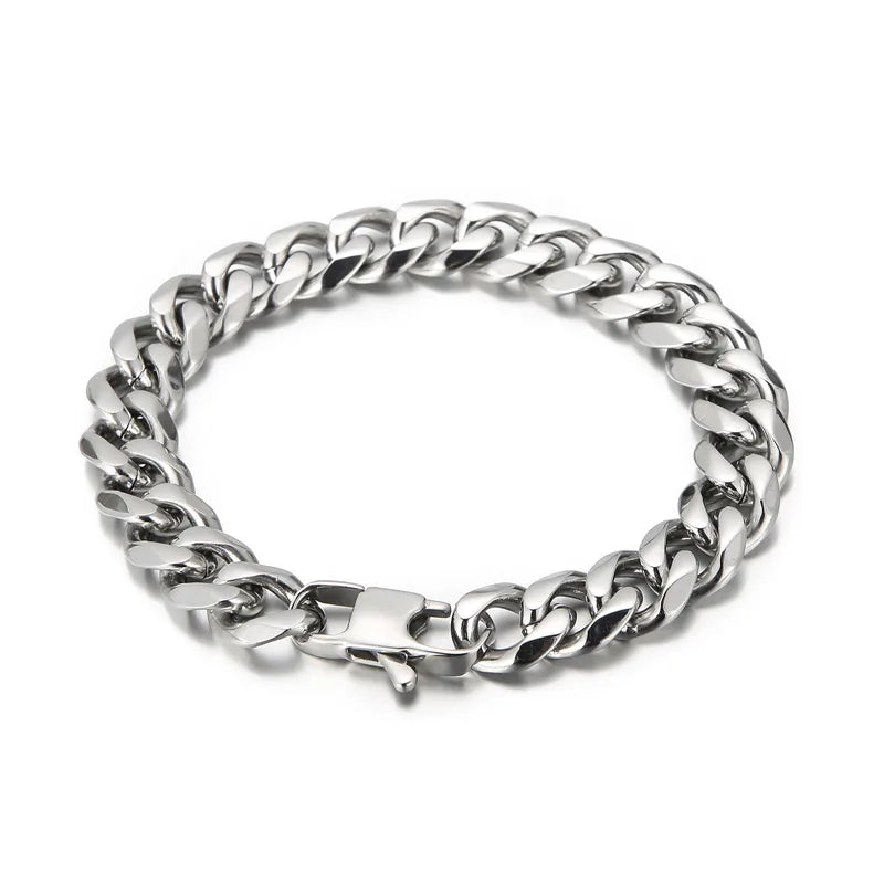 foreign trade supply one piece dropshipping simple fashion in europe and america 11mm cut titanium steel men's bracelet