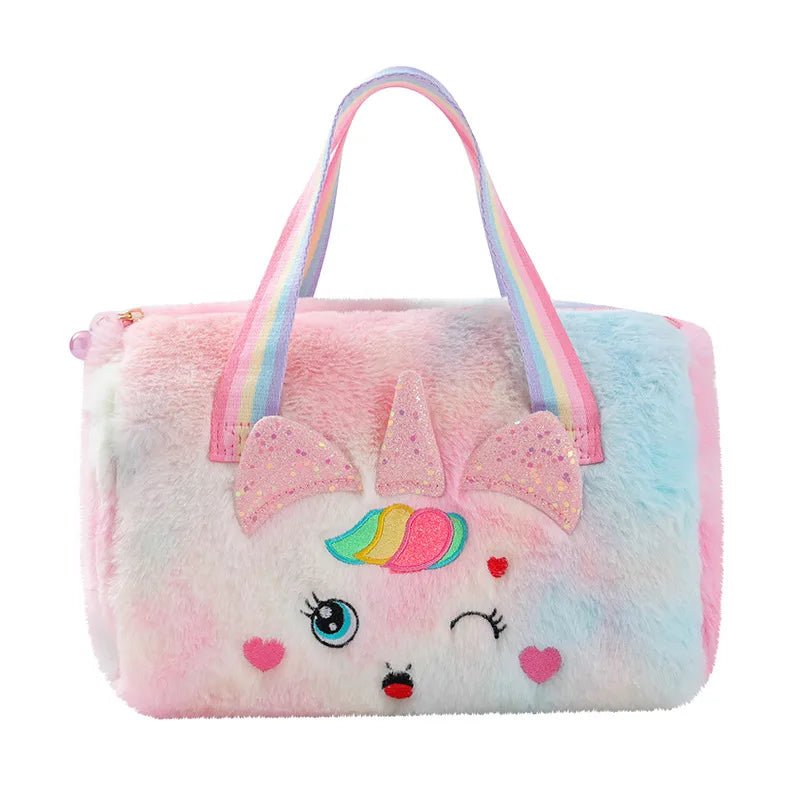 Plush Large Handbag Storage Backpack Cartoon Cute Bag Children's Love Glitt Ribbon Rainbow Shoulder Bag
