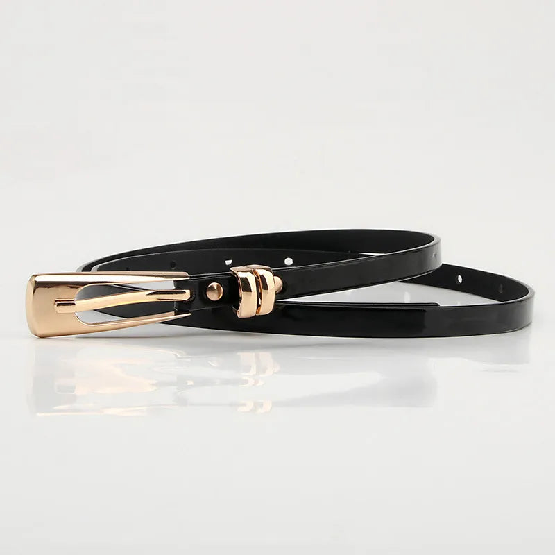 fashion solid color pu leather alloy women's leather belts