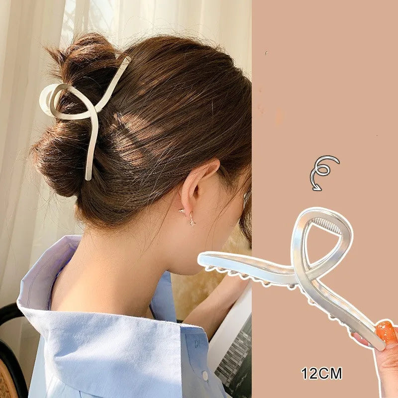 simple style sector shell rectangle imitation pearl rhinestone metal hair claws