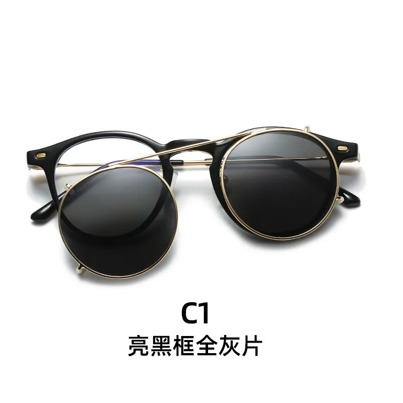 Casual Simple Style Solid Color Tac Round Frame Full Frame Men's Sunglasses