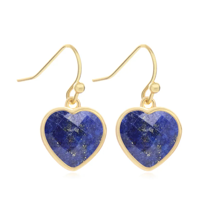 1 Piece and 1 Pack Cute Modern Style Shiny Heart Shape natural stone Copper Drop Earrings