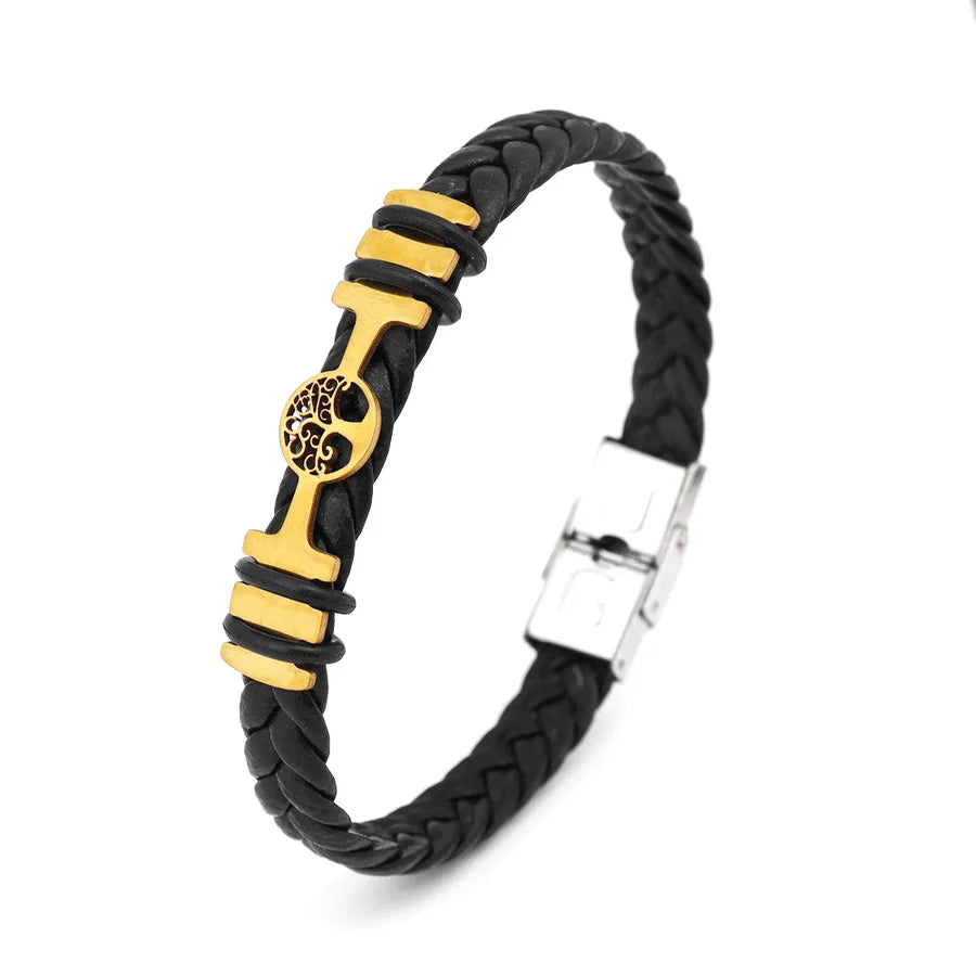 Retro Punk Solid Color Pu Leather Men's Bracelets Men Cord & Leather Bracelets