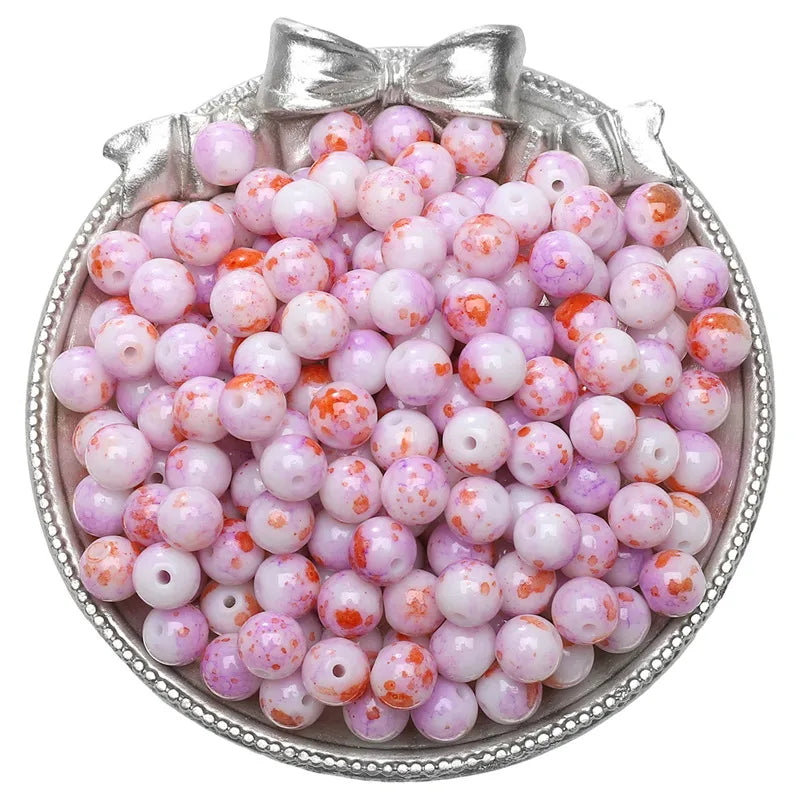 8mm Glass Gradient Porcelain Beads Round Beads Loose Beads DIY Handmade Beaded Bracelet Jewelry Accessories Material Kit Wholesale