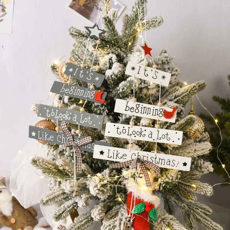 christmas cute letter wood party hanging ornaments