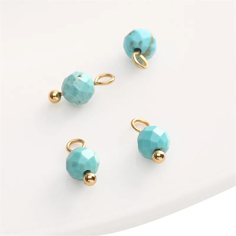 Handmade Natural Stone Pendant Beads Small Drop Earrings Bracelet Necklace Weaving Material Accessories Simple Style Jewelry