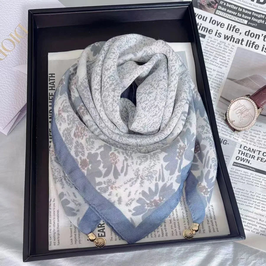 Women's Simple Style Color Block cotton and linen Silk Scarf