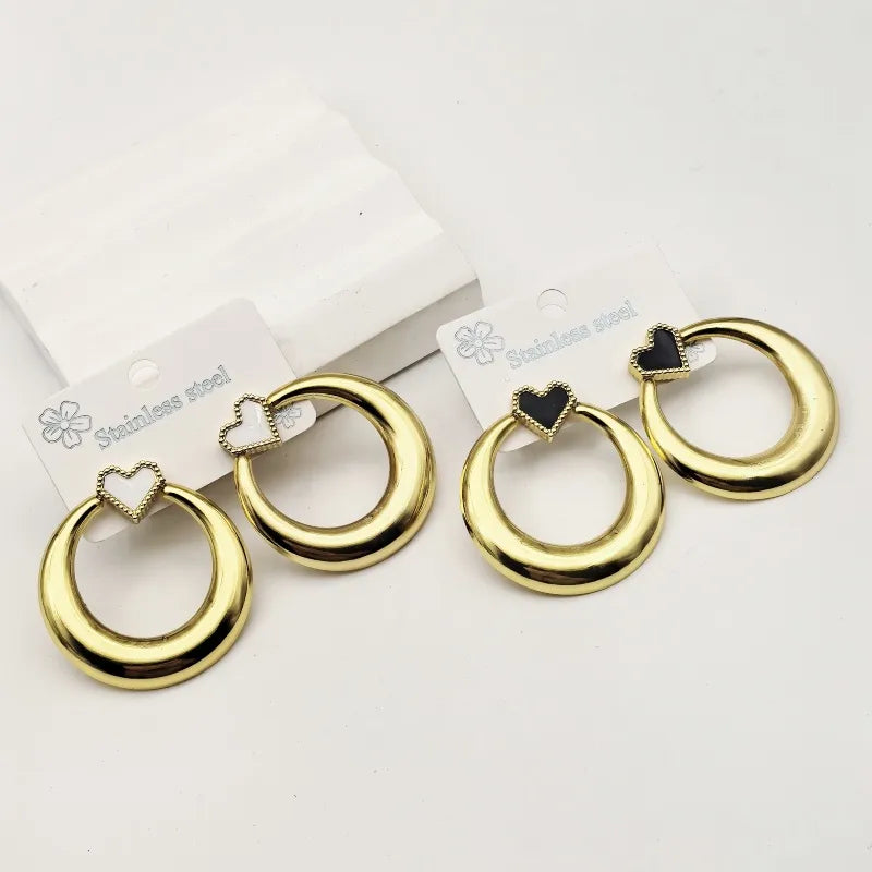 1 Pair Modern Style Commute Heart Shape 304 Stainless Steel 18K Gold Plated Butterfly Backs Ear Studs