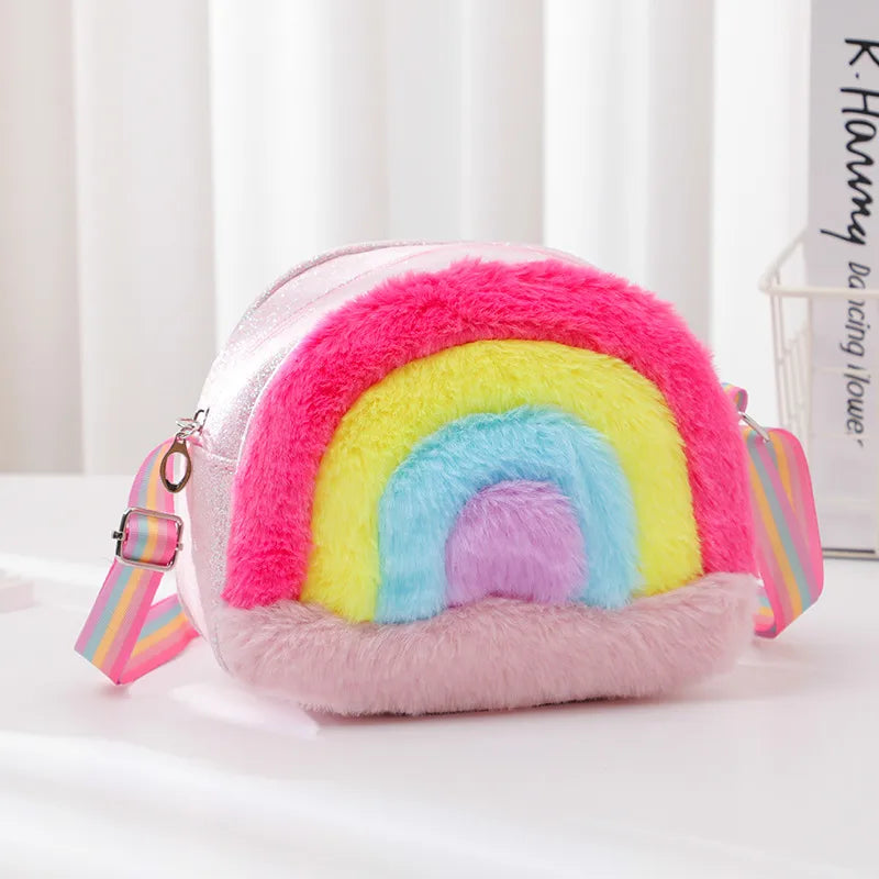 Kid'S pu Stripe Cute Sequins Square Zipper Shoulder Bag