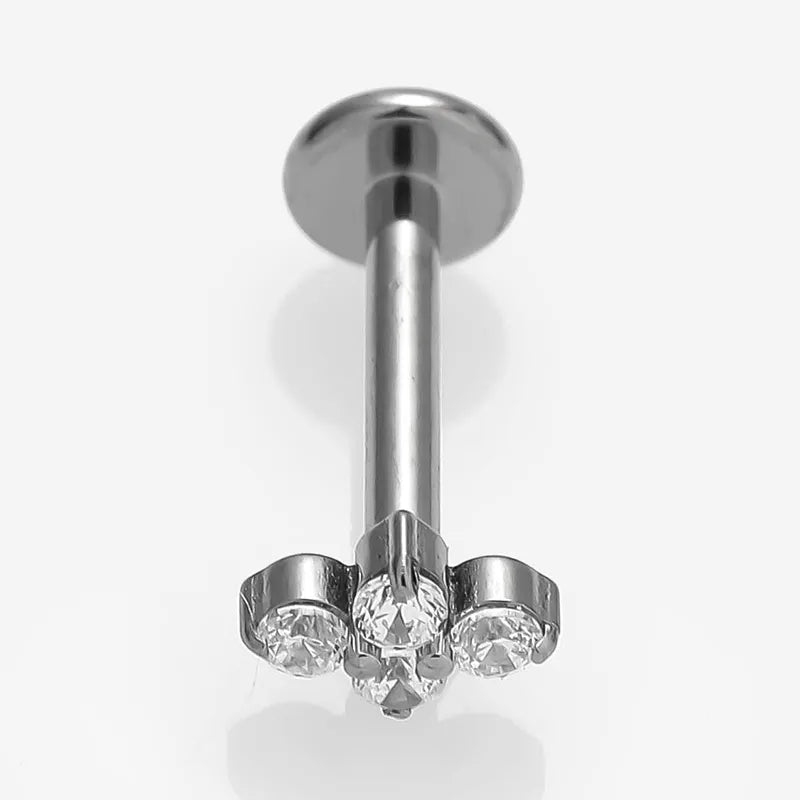 1 Piece Lip Rings Simple Style Commute Crown Butterfly Titanium Steel Inlay Zircon 18K Gold Plated Ear Cartilage Rings & Studs