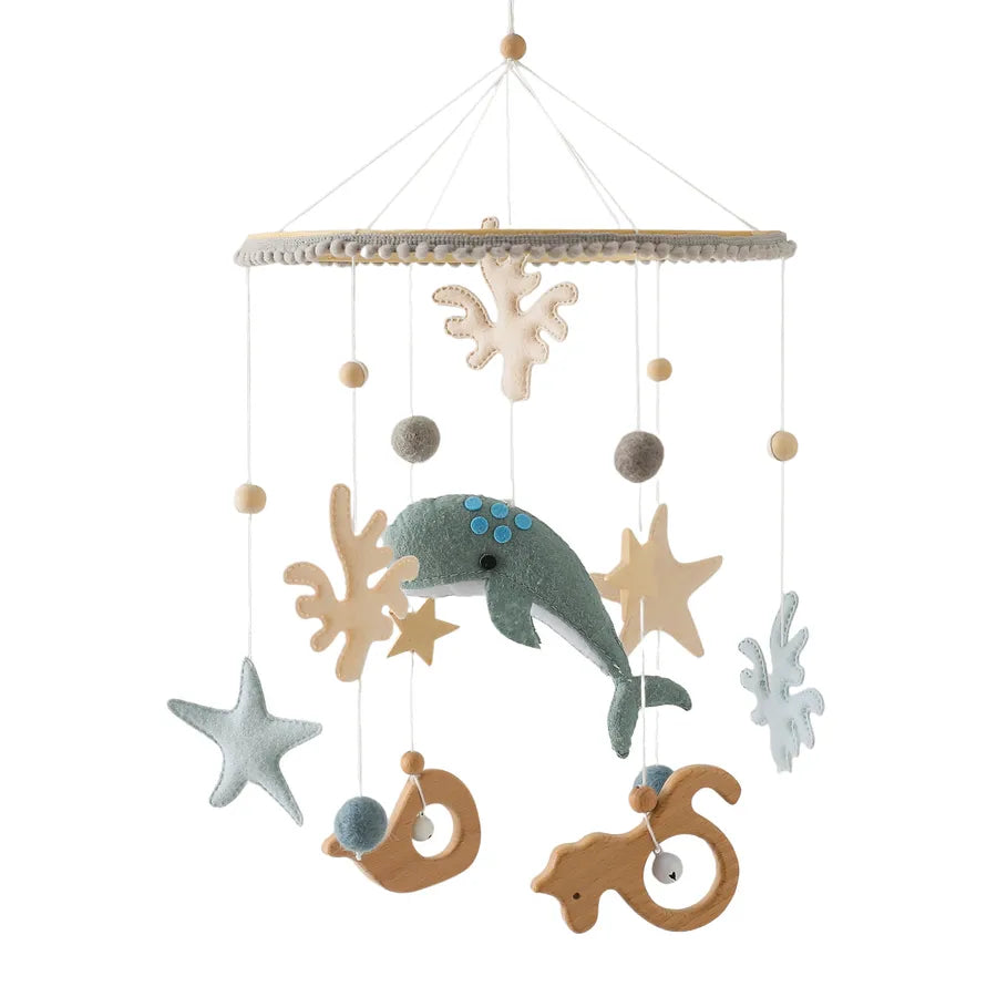 Nordic Style Felt Animal Bed Bell Hanging Decoration Baby Infant Carriage Hand Eye Coordination Hanging Ornament Bed Bell