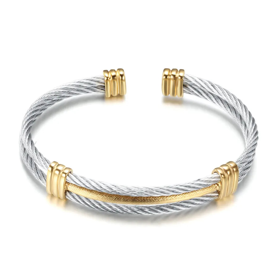 hip-hop color block stripe titanium steel plating men's bangle