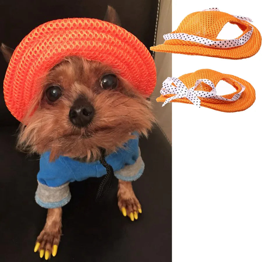 simple style canvas oxford cloth stripe pet hat