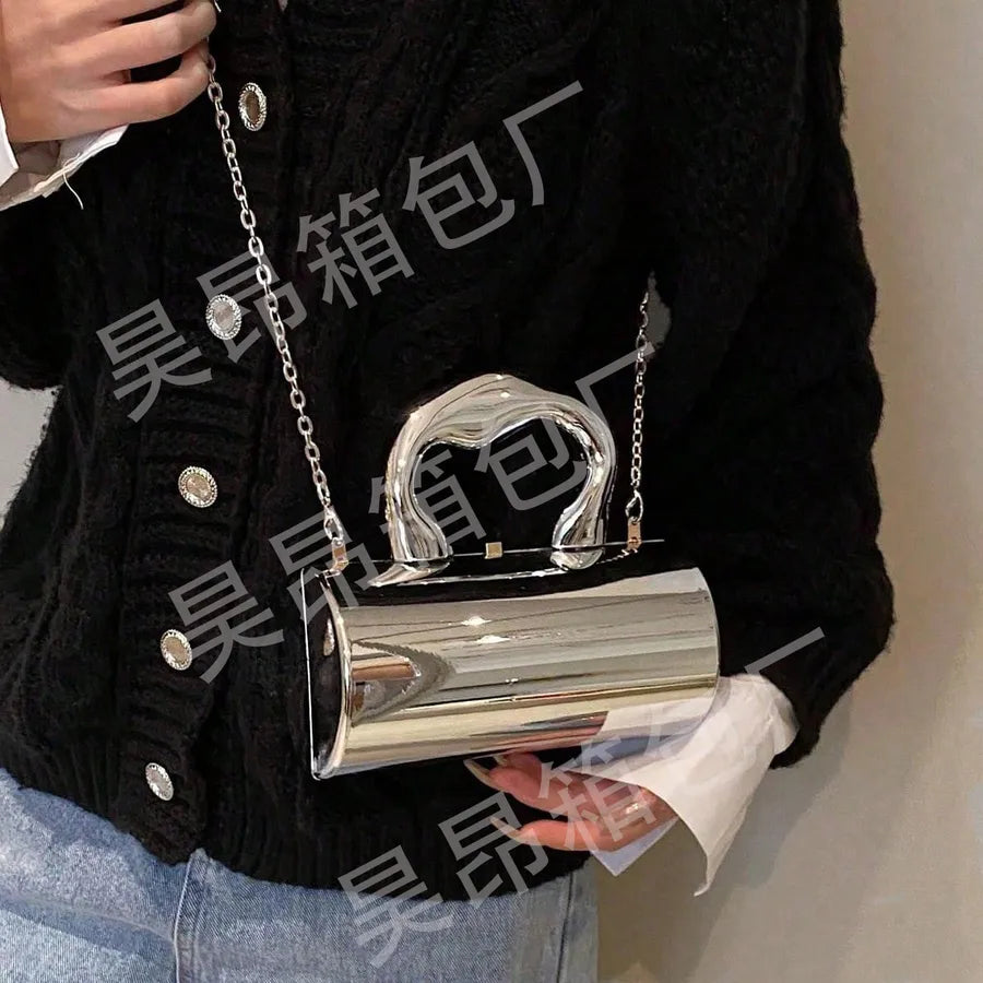 Women's Acrylic Cylindrical Basic Classic Style Cylindrical Lock clasp Bucket Bag