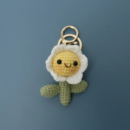 1 Piece Cute Pastoral Flower yarn Women's Bag Pendant Keychain