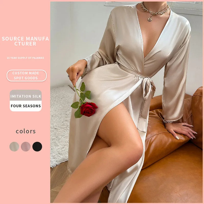 Home Women's Elegant Sexy Solid Color Imitated Silk Polyester Pajama Sets
