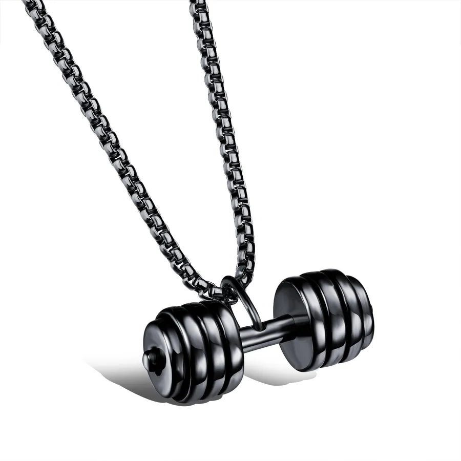 1 piece punk dumbbell titanium steel plating pendant necklace