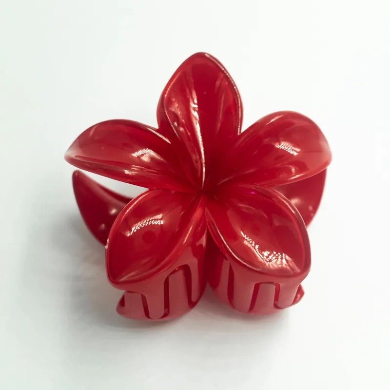 Cute Women's Plumeria Plastic Resin Stoving Varnish Hair Claws