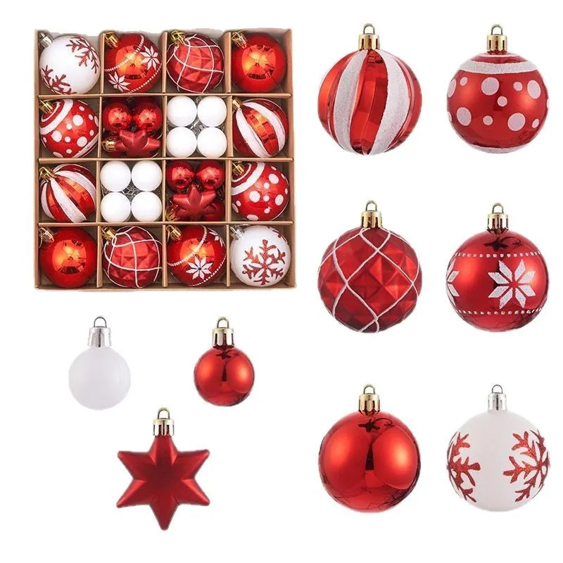 Christmas Decorations 44pcs Set Electroplated Painted Balls New Christmas Ball Christmas Tree Ornaments Simple Style Plastic