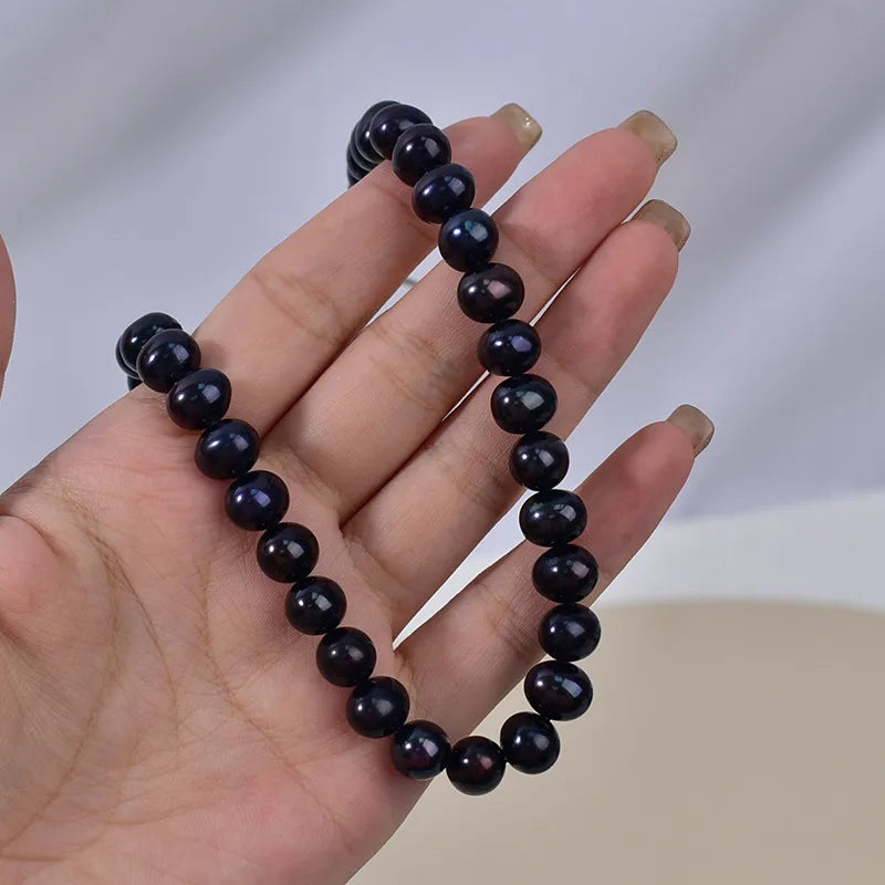Black Pearl Necklace Autumn Winter Style Women's Simple Natural Freshwater Pearl OT Clasp Lockbone Chain Luxury Minimalist