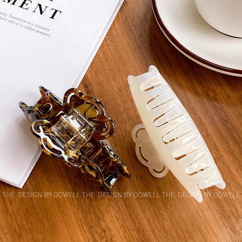 Dove New High-End Acetate Shark Hair Clip Large Size Hollow Out Hair Accessories For Women Elegant Updo Hair Grips