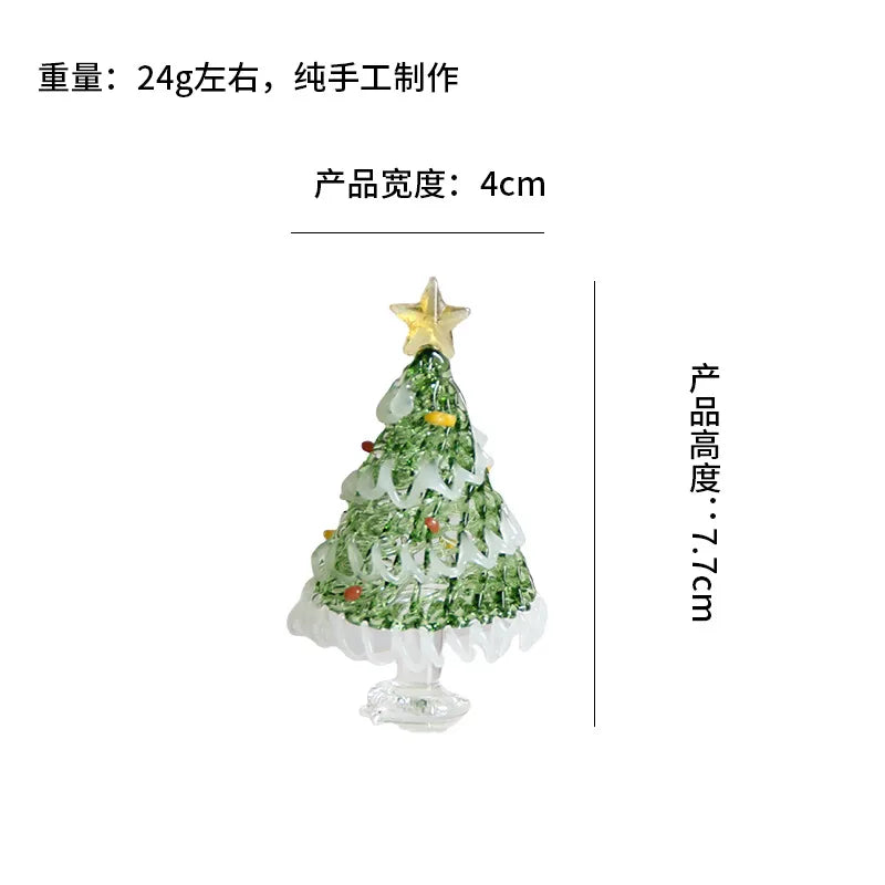 Zibo Lushila Glass Frosted Christmas Tree Craftwork Decorations Home Office Desktop Decoration Festive Season Gift