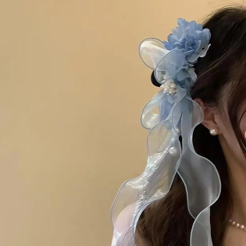 Super Fairy Artificial Flower Butterfly Flower Tassel Grip Female Sweet Style Unique and Exquisite Barrettes Ins All-Match Hair Accessories Fashion