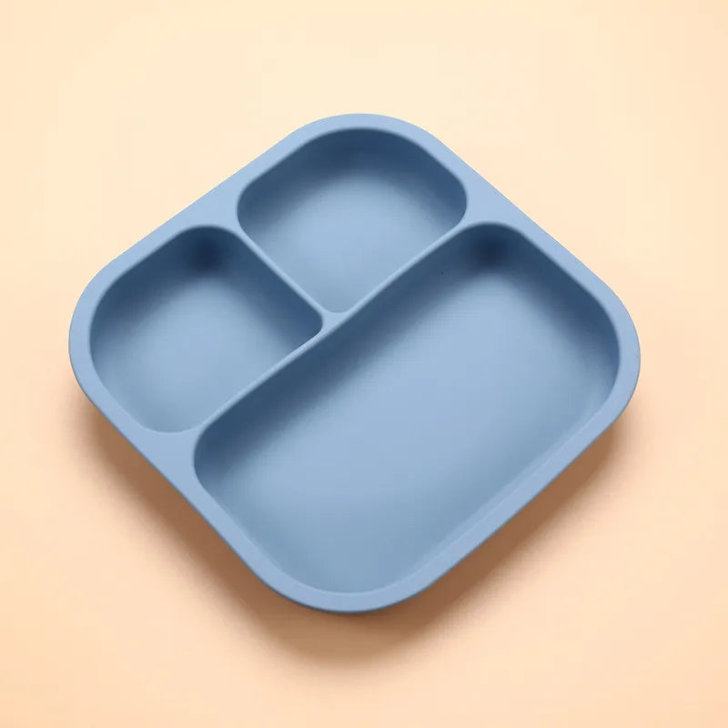 Children's silicone plate food grade complementary food sucker bowl square baby tableware thickened drop-resistant baby tableware