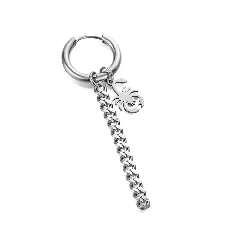 1 Piece Halloween Simple Style Pentagram Skull Plating Chain Titanium Steel Drop Earrings