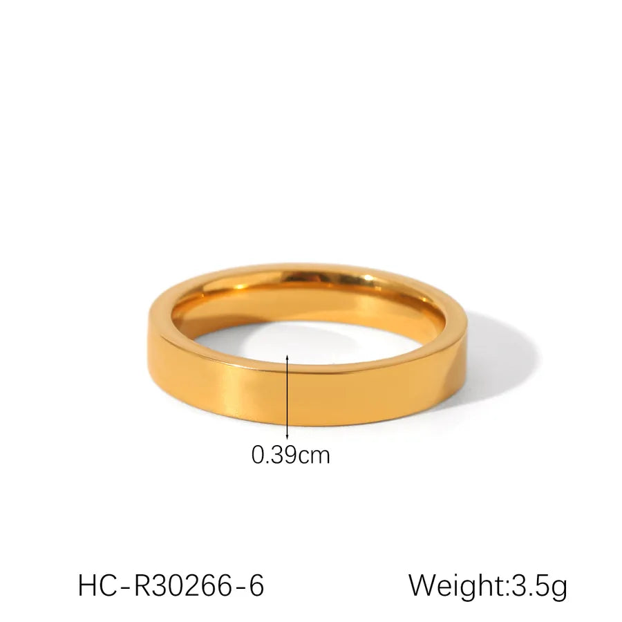 Wholesale Jewelry Modern Style Solid Color 304 Stainless Steel Titanium Steel Zircon 18K Gold Plated Rings