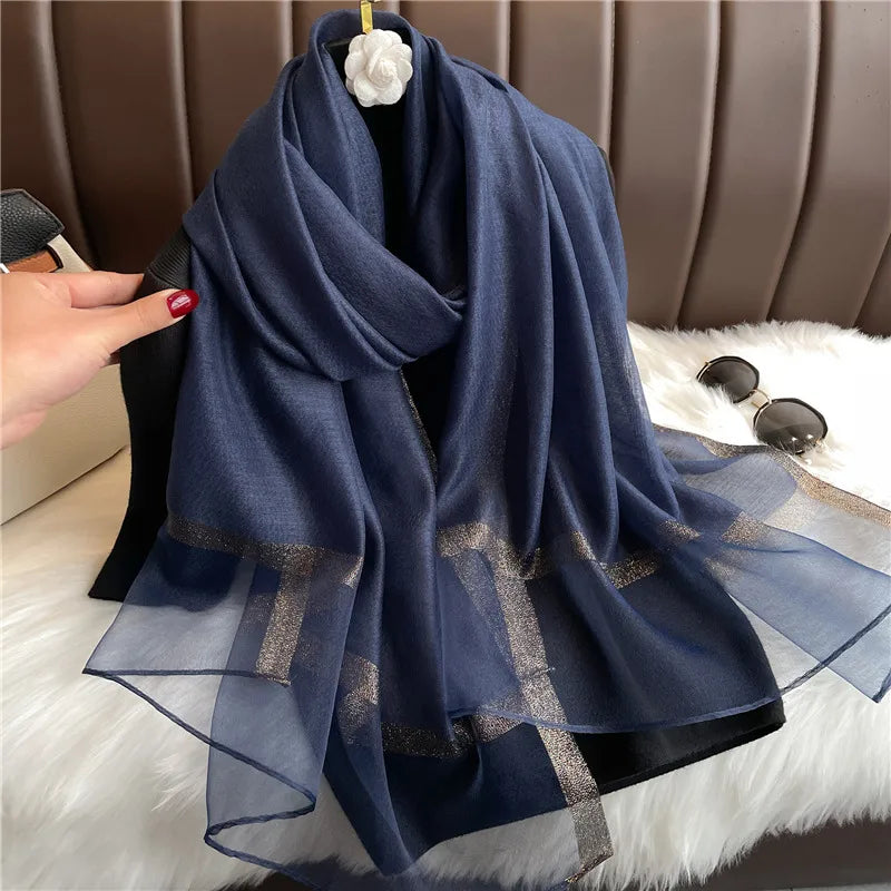 women's elegant solid color polyester scarf